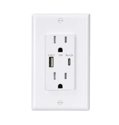 15A 125V AC 60Hz Fast Charging USB Wall Outlet Receptacle Socket Module Unit