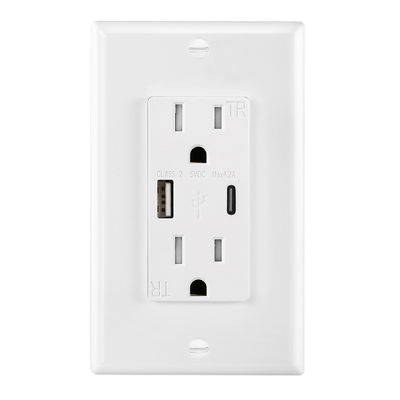 15A 125V AC 60Hz Fast Charging USB Wall Outlet Receptacle Socket Module Unit