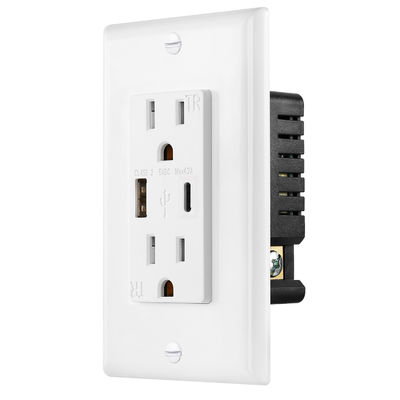 15A 125V AC 60Hz Fast Charging USB Wall Outlet Receptacle Socket Module Unit