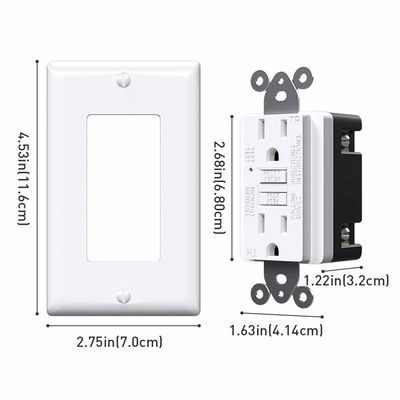 125V 60Hz Wall Mount GFCI Electrical Outlet Safety Self-Test Receptacle Module Unit