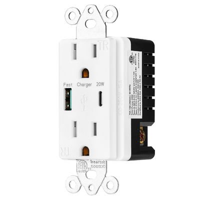 PD20W 15A 100-240V Fast Charging USB Wall Outlet Type C Socket Charger Module