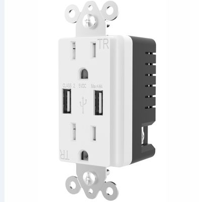 ETL Listed Dual USB Wall Outlet 5V 4.8A Hotel Socket Receptacle Charger Module