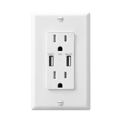 15A 120V Tamper Resistant Fast Charging USB Wall Outlet Mounted Socket Receptacle Module
