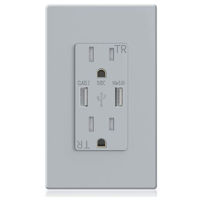 15A 120V Tamper Resistant Fast Charging USB Wall Outlet Mounted Socket Receptacle Module