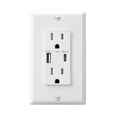PC ABS 15A AC USB Wall Outlet UL 498 Standard Charging Ports Receptacle Module