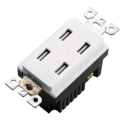 Wall Mounted 4Port USB Wall Outlet 125V AC 60Hz Charging Socket Receptacle Module