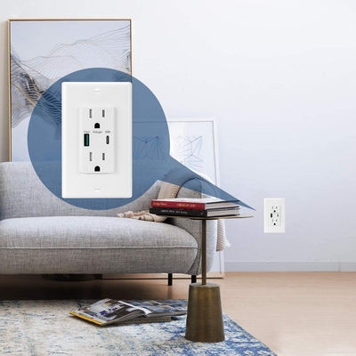 QC3.0 PD3.0 125V AC 60Hz Fast Charging USB C Wall Outlet Socket Receptacle Module