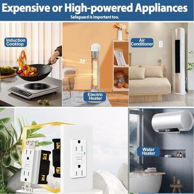 15A 125V 60Hz GFCI Electrical Outlet Safe Self-Grounding Wall Mounted Receptacle Unit