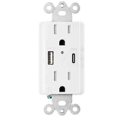 15A USB Wall Outlet 5.0A Fast Charging Tamper Resistant IntelliChip Socket Module Unit