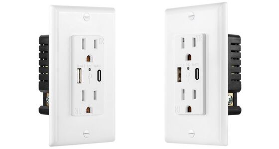 15A USB Wall Outlet 5.0A Fast Charging Tamper Resistant IntelliChip Socket Module Unit