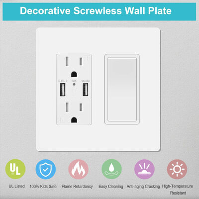 2 Screws Included Switch Wall Plate Compatible with US Version Socket Switch Accessory of Socket Electrical Component