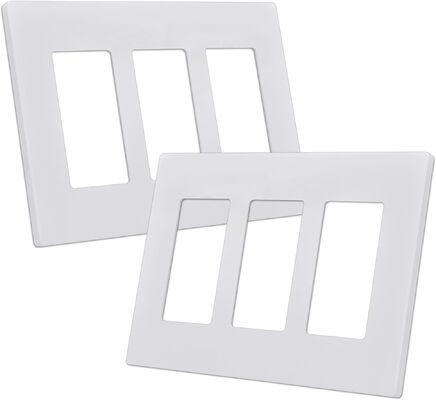cULus Certified 3-Gang Screwless Wall Plate 119x166mm Tool-Free Snap-On Decor Cover for Standard Electrical Socket