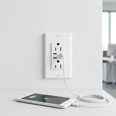 15A USB Wall Outlet with Tamper-Resistant Duplex Receptacle and 5V 4.2A Fast Charging Ports