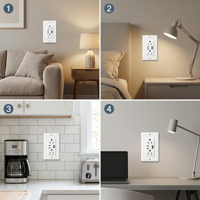 15A USB Wall Outlet with Tamper-Resistant Duplex Receptacle and 5V 4.2A Fast Charging Ports
