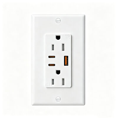 15A USB Wall Outlet PD20W Power Delivery Tamper-Resistant Duplex Receptacle Hotel Guest Room