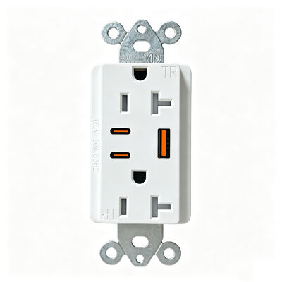 20A USB Wall Outlet PD20W Power Delivery Tamper-Resistant Duplex Receptacle Retail Charging Socket