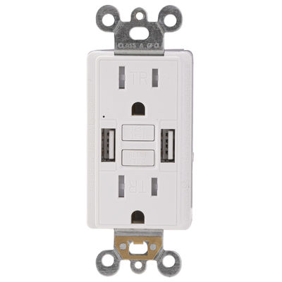 15A 120V Ground Fault Circuit Interrupter GFCI Electrical Outlet USB Power Receptacle Unit