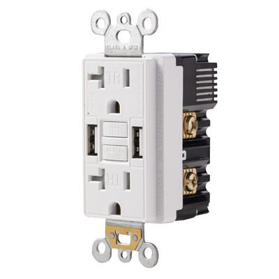 20A GFCI Electrical Outlet Tamper Resistant 5V 2.4A USB Receptacle Module Unit