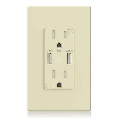 15A 120V Tamper Resistant Fast Charging USB Wall Outlet Mounted Socket Receptacle Module