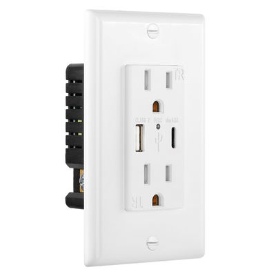 15A Tamper Resistant USB Type C Wall Outlet Charging Socket Receptacle Module Unit