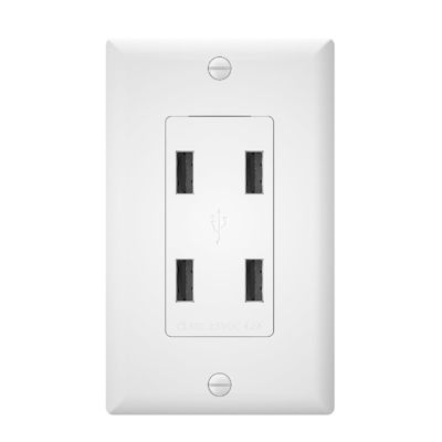 Wall Mounted 4Port USB Wall Outlet 125V AC 60Hz Charging Socket Receptacle Module