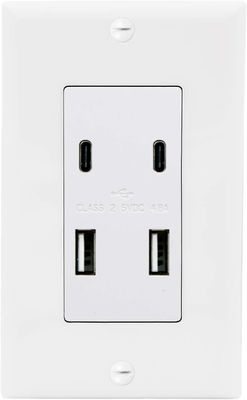 2 USB 2 Type C Public Area Charging Wall Outlet Convenient Socket Receptacle Module