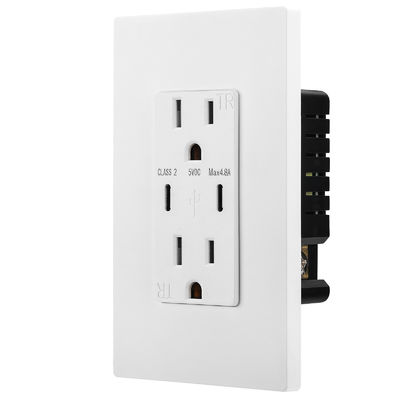 AC125V 60Hz Dual Type C USB Wall Outlet Charger Socket Receptacle Module Unit