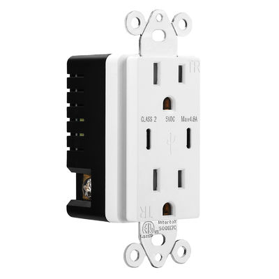 AC125V 60Hz Dual Type C USB Wall Outlet Charger Socket Receptacle Module Unit