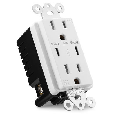 AC125V 60Hz Dual Type C USB Wall Outlet Charger Socket Receptacle Module Unit