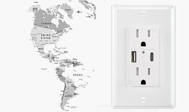 15A USB Wall Outlet 5.0A Fast Charging Tamper Resistant IntelliChip Socket Module Unit