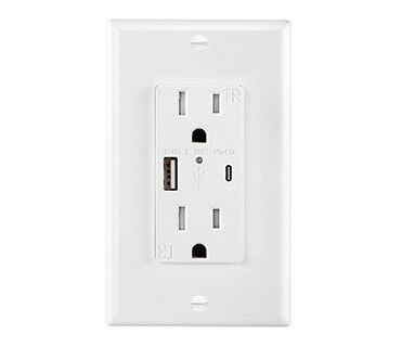 15A USB Wall Outlet 5.0A Fast Charging Tamper Resistant IntelliChip Socket Module Unit