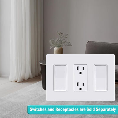cULus Certified 3-Gang Screwless Wall Plate 119x166mm Tool-Free Snap-On Decor Cover for Standard Electrical Socket