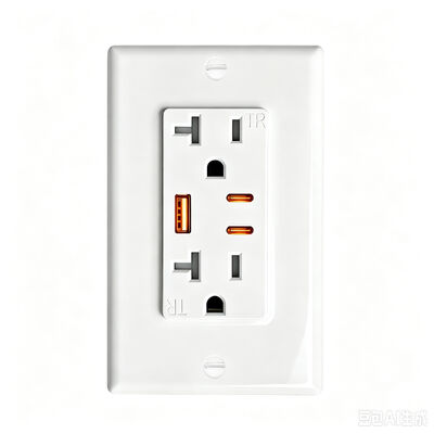 20A USB Wall Outlet PD20W Power Delivery Tamper-Resistant Duplex Receptacle Hotel Guest Room