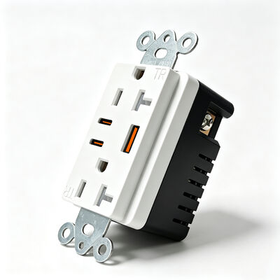 20A USB Wall Outlet PD20W Power Delivery Tamper-Resistant Duplex Receptacle Retail Charging Socket